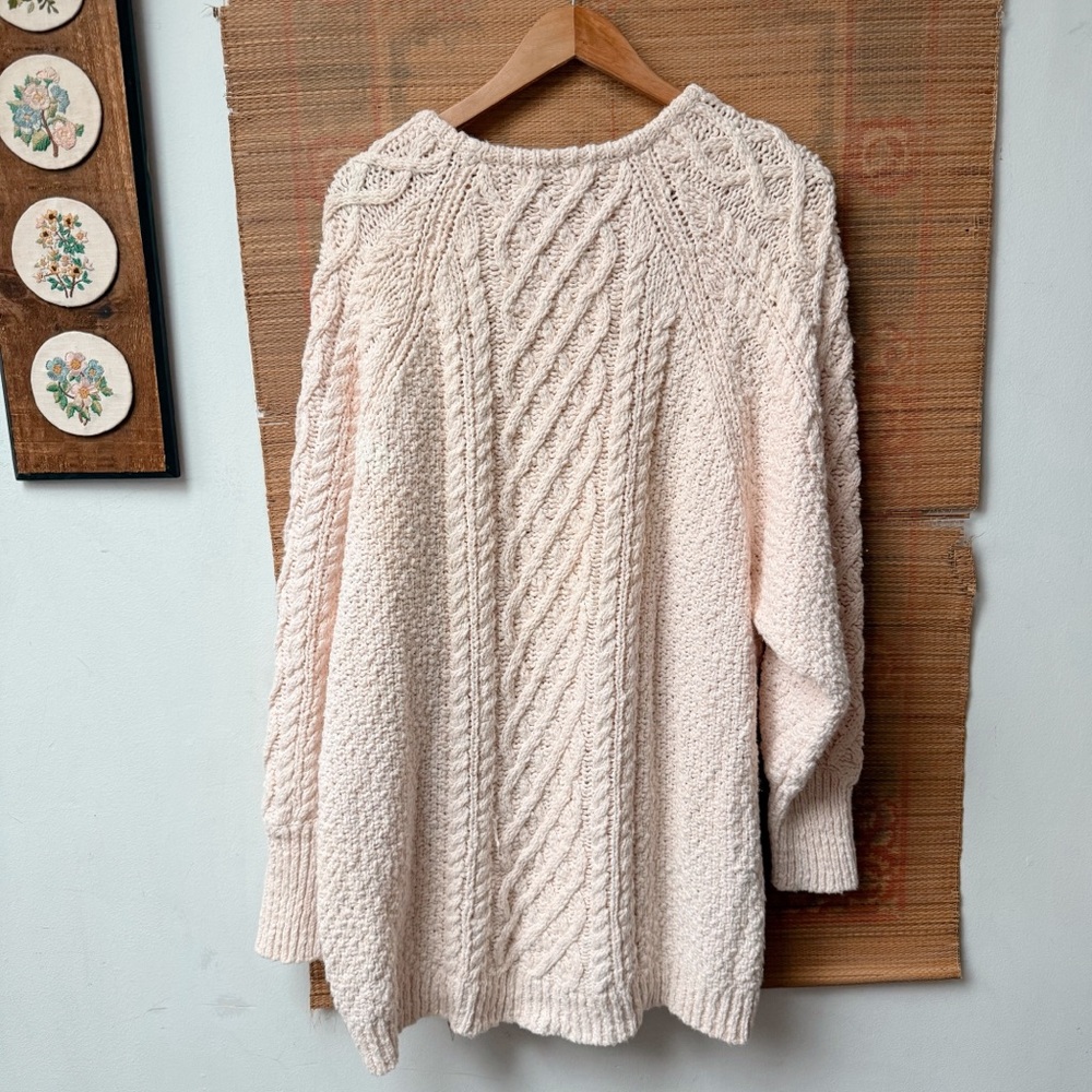 Free People On a Boat Cableknit Slouchy Sweater Dress size large - Picture 6 of 7